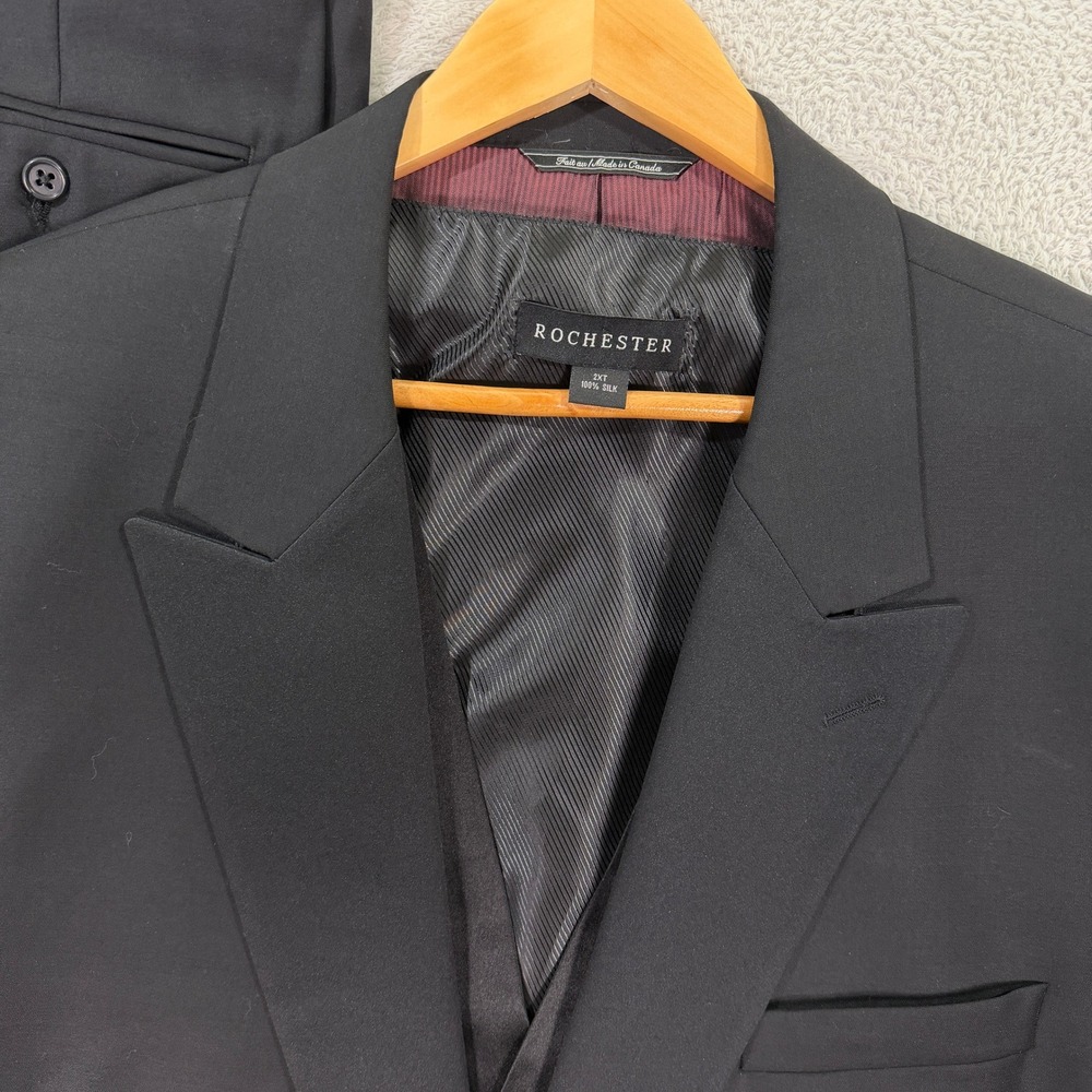 Jack Victor Mens 50XL Tuxedo Suit Black 3-Piece Silk Vest Super 100s Wool 44x32 - Picture 2 of 16